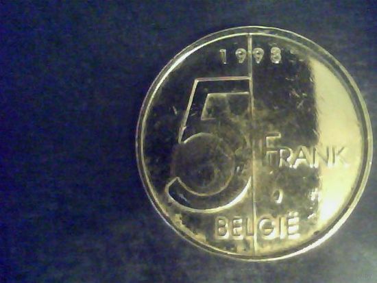 Монеты. Бельгия 5 Франков 1998.