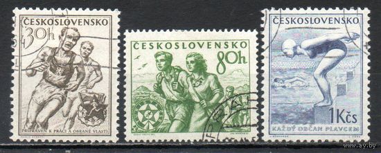 Спорт Чехословакия 1954 год серия из 3-х марок