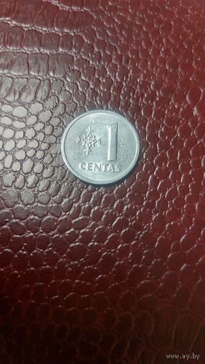 Монета 1 центас 1991г. Литва. Отличная!