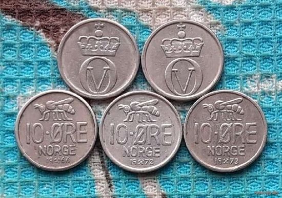 Норвегия 10 оре (центов), AU. Улаф V. Пчела.
