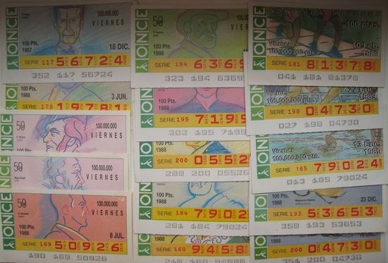 Лотерейный билет Испания 1987-1990 гг. 52 штуки. Цена за все (d)