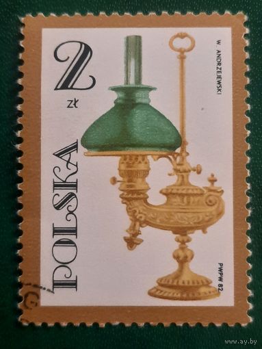 Польша 1982. Керосиновая лампа. Марка из серии