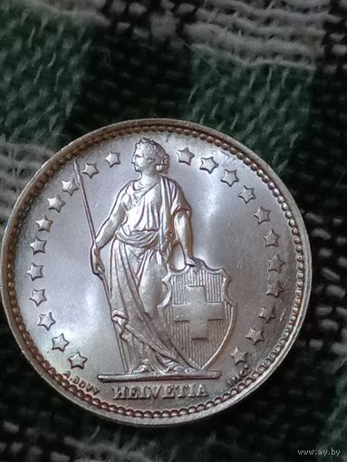 Швейцария 1 франк 1967серебро unc