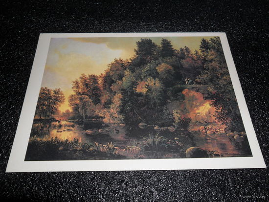 Открытка Лебедев М.И. (1811-1837). Лес на берегу реки. 1835. Таганрогская картинная галерея