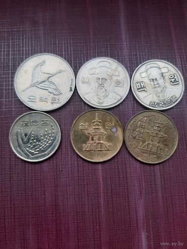 Монеты Южной Кореи. С 1 рубля