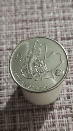 Канада 25 центов 2007 г. X зимние Паралимпийские Игры. Ванкувер 2010. Кёрлинг на колясках