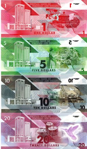 Тринидад и Тобаго 1,5,10,20 долларов 2020  Набор из 4 банкнот(UNC из пачки)