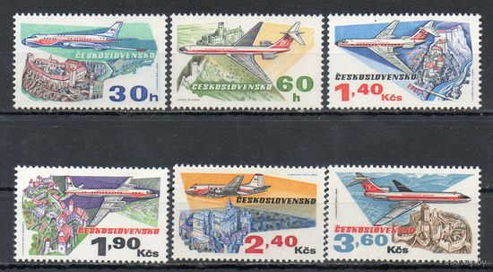 50-летие чехословацких авиалиний Чехословакия 1973 год серия из 6 марок