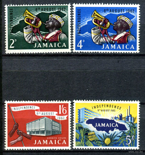Ямайка - 1962г. - Независимость - полная серия, MNH, 1 марка с полосами на клее, 1 с погнутым зубчиком перфорации [Mi 195-198] - 4 марки