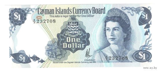 Каймановы острова 1 доллар 1974 года. Тип Р 5a. Состояние UNC!