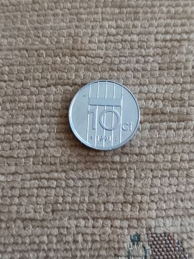 Нидерланды. 10 центов 1991 года.