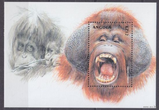 2000 Ангола 1499/B77 Фауна - Обезьяны 6,00 евро
