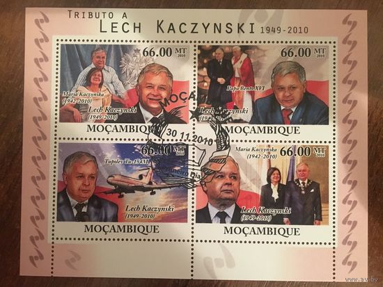 Мозамбик 2010. Лех Качинский 1949-2010. Блок.