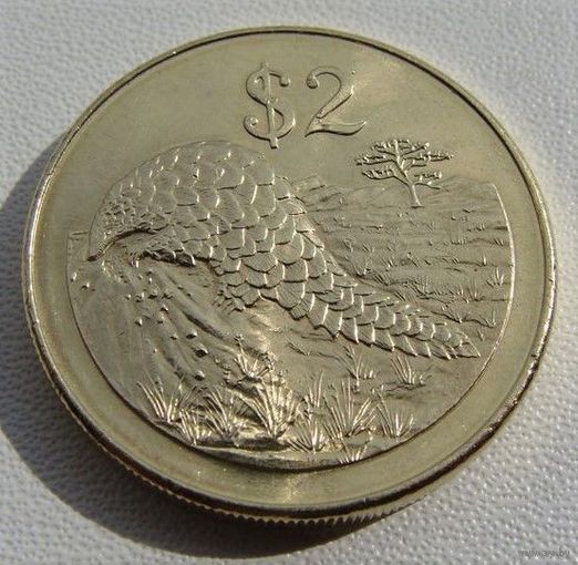 Зимбабве. 2 доллара 2001 год КМ#12а "Муравьед - Панголин"
