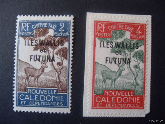Франция.  Mi:WF P11, Р12 Французские колонии. Уоллис и футуна 1930 Новая Каледония (деревья, животные)