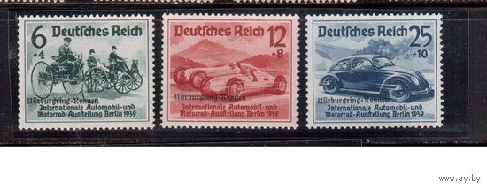 Германия-Рейх-1939 (Мих.695-697) ** , Спорт, Автомобили, Надп. (полная серия)