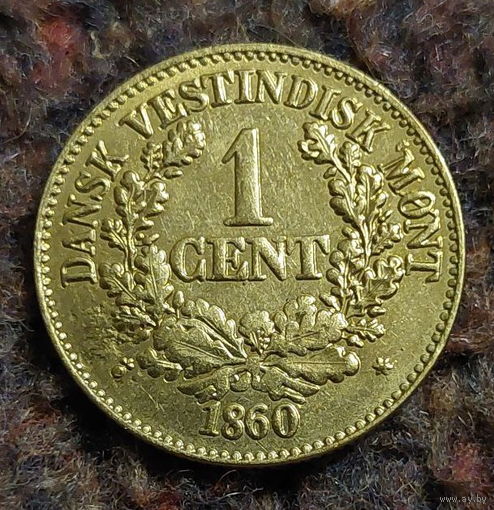 Датская Вест Индия 1 цент 1860 года. Король Фредерик VII.