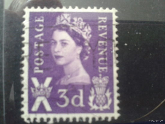Шотландия, региональный выпуск 1958 Королева Елизавета 2  3 пенса