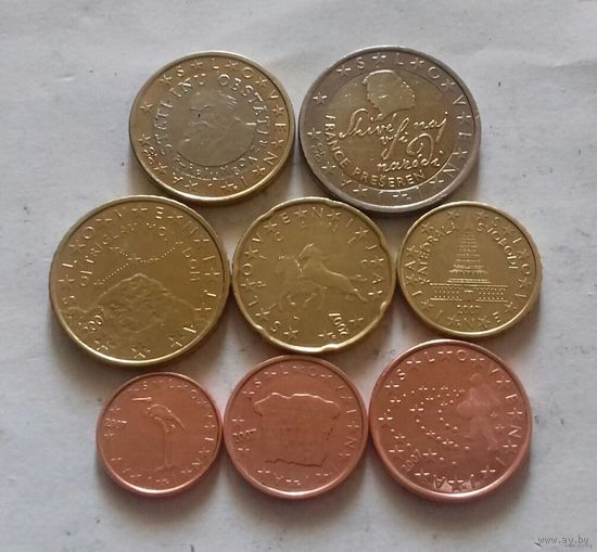 Полный ГОДОВОЙ набор евро монет Словении 2007 г. (1, 2, 5, 10, 20, 50 евроцентов, 1, 2 евро)