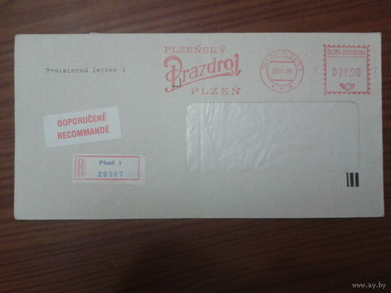 Чехия 1995 конверт с автоматной маркой