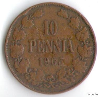 10 пенни 1905 год _состояние VF/XF