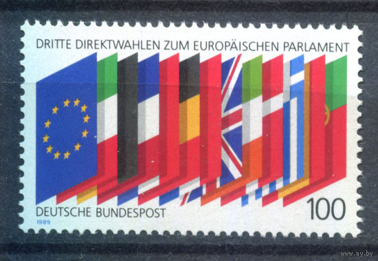 Германия (ФРГ) - 1989г. - Третьи прямые выборы в европейский парламент. Флаги - полная серия, MNH с отпечатком [Mi 1416] - 1 марка