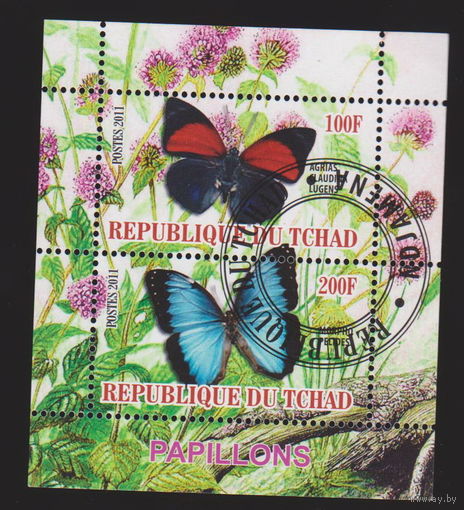 Бабочки Фауна Насекомые Чад  2011 год лот 2023 блок