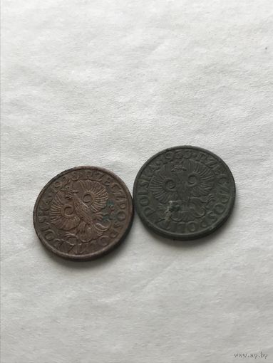 Польша до 1939, 2 монеты по 1 грошу