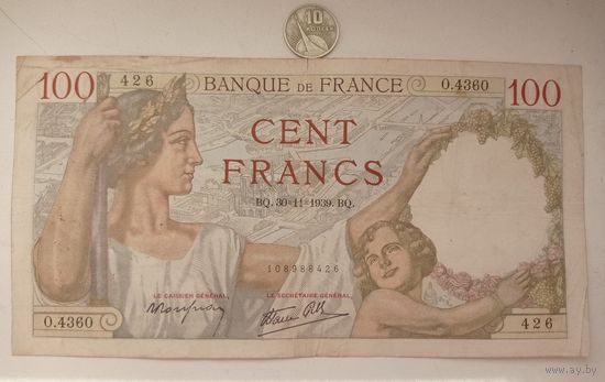 Werty71 Франция 100 франков 1939 Банкнота