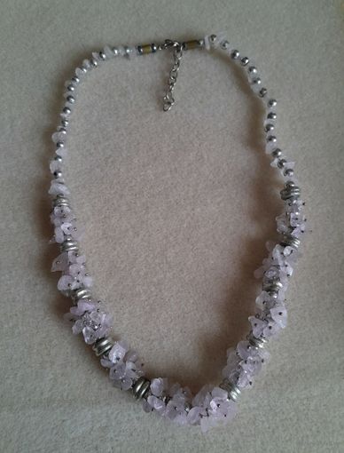 Винтажное ожерелье из розового кварца