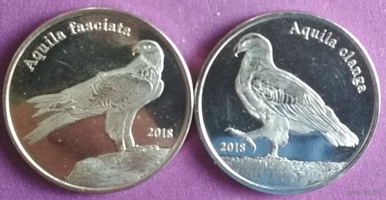 Шетландские острова 1 фунт 2018 Орлы, набор 2 монеты.