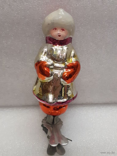 Игрушка ёлочная Мужичок с ноготок (Ванюша), стекло. СССР