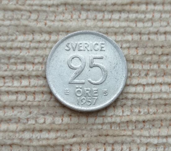 Werty71 Швеция 25 эре 1957 серебро