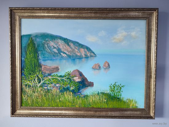 Картина интерьерная, холст масло море Крым Гурзуф Аю-Даг Артек Морской пейзаж