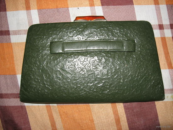 Женская сумочка 1950 года (зелёная кожа) с кошелёчком