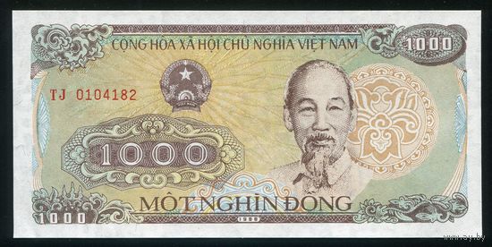 Вьетнам 1000 донг 1988 года. P106a. Серия TJ. UNC