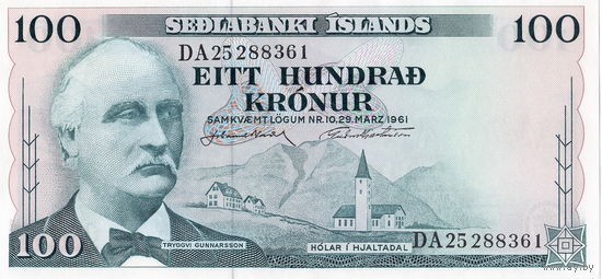Исландия, 100 крон, 1961 г., UNC