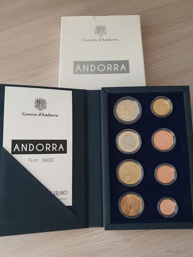Андорра 2014 год PROOF. 1, 2, 5, 10, 20, 50 евроцентов, 1, 2 евро. Официальный набор монет в буклете