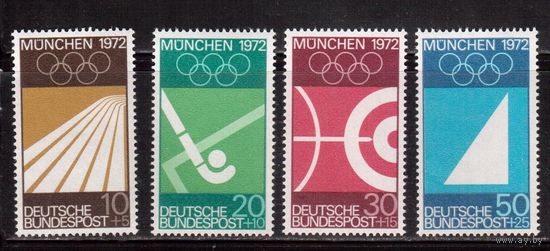 Германия(ФРГ)-1969,(Мих.587-590), ** ,Спорт, ОИ-1972