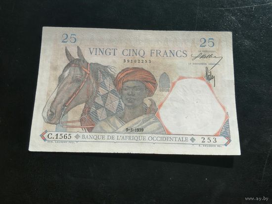 Французская Западная Африка 25  франков 1939
