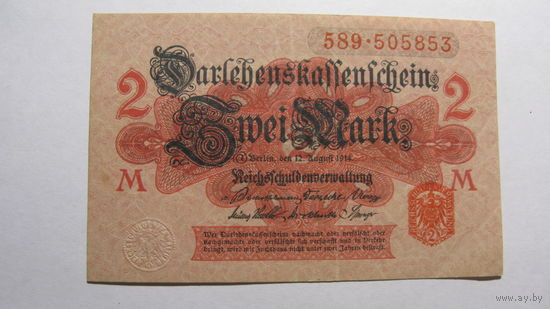 Германия 2 марки 1914 г. Ro52b ( Редкость )