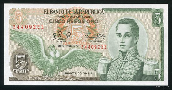 Колумбия 5 песо 01.04.1979 г. P406f(2). UNC