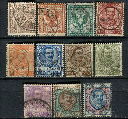 Королевство Италия - 1901/1922 - Гербы и Король Виктор Эммануил III - [Mi. 74-84] - полная серия - 11 марок. Гашеная.  (Лот 17AC)