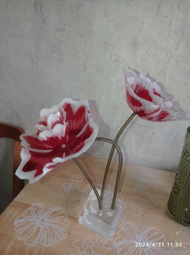 Маки цветы из оргстекла винтаж СССР