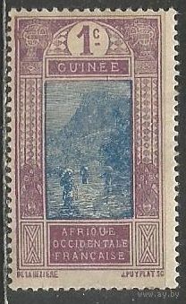 Французская Гвинея. Горный ландшафт. 1913г. Mi#63. Сине-коричневая.