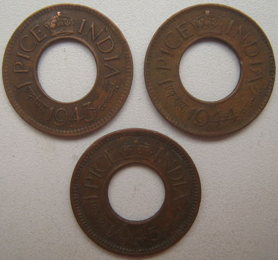 Индия Британская 1 пайс 1943, 1944, 1945 гг. Цена за 1 шт.