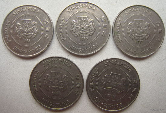 Сингапур 10 центов 1986, 1987, 1991 гг. Цена за 1 шт.