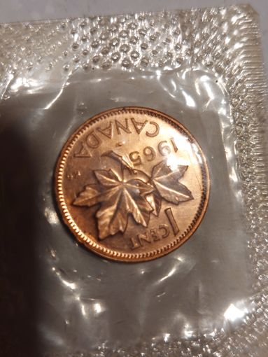 Монета серебро доллар 1965 год Канада.
