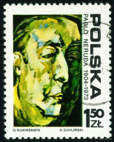 70-летие со дня рождения Пабло Неруды Польша 1974 год серия из 1 марки