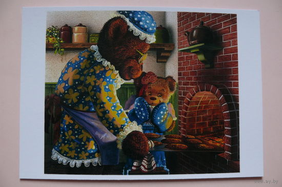 Современная открытка, John Bindon, чистая; медвежата.